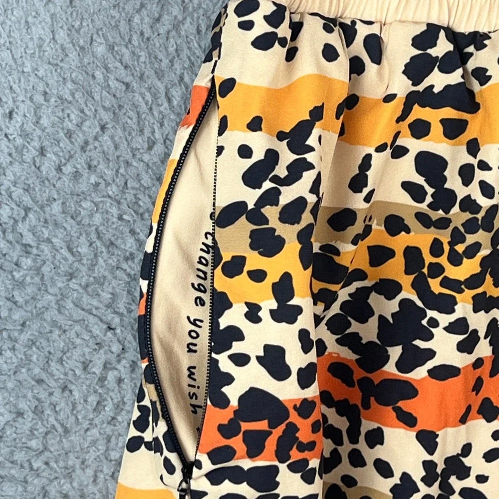 Slunks Mens Board Shorts Animal Print Striped Swim Trunks Orange Black Size M